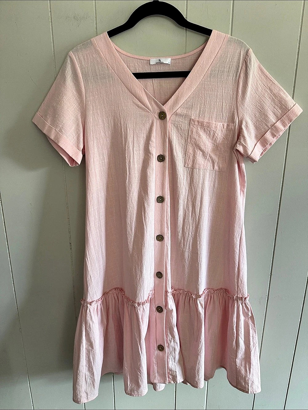 Pink Cotton Mini Dress Size Small Cottagecore Prairie Boho Soft Girl